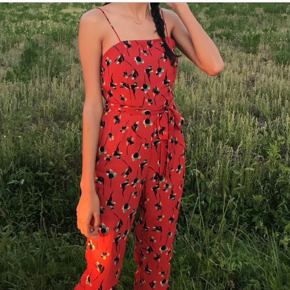 Orange Floral Jumpsuit